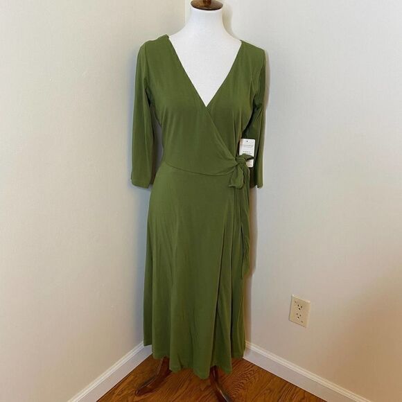 NEW Soft Surroundings Green Wrap Dress Small - Picture 1 of 6